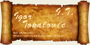 Igor Topalović vizit kartica